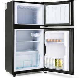Merax Mini Koelkast - Koel-vriescombinatie 60L – 2-deurs – 22L Vriezer met 38L Koelruimte – Energieklasse E – LED Verlichting – Zwart – Compact Design — thumbnail 4