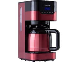 Klarstein Koffiemachine Arabica koffiezetapparaat - Filter - Met thermoskan - Voor gemalen koffie - Met EasyTouch Control - Watertank 1,2 liter - 12 kopjes - Rood - voor Keuken - RVS - Display - Coffee Machine - Koffieautomaat