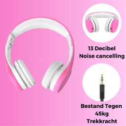 WiseQ Junior Kinderkoptelefoon met Draad – Koptelefoon Meisje – Koptelefoon Kind vanaf 3 Jaar – Hoofdtelefoon met Kabel – 85 dB Volumebegrenzer – Opvouwbaar – Met Stickers – Roze — thumbnail 4