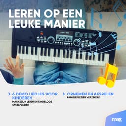 Speelgoed piano kinderen - MAX KD49 kinder piano met 49 toetsen - Ingebouwde ritmes en microfoon - Zwart — thumbnail 5