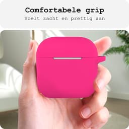 Case - Geschikt voor Apple AirPods 4 - Siliconen Hoes met Clip - Silicone Hoesje Cover - Roze — thumbnail 4