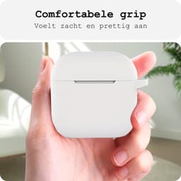 Case - Geschikt voor Apple AirPods 4 - Siliconen Hoes met Clip - Silicone Hoesje Cover - Wit — thumbnail 4