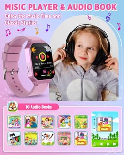 Kiddowz Smartwatch kinderen V2 - Kinderhorloge - 5 t/m 12 jaar - met camera, filters en 26 kids spelletjes - Paars — thumbnail 5