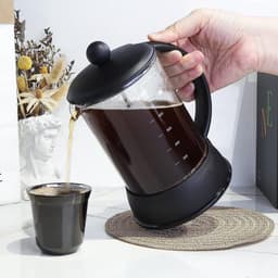 800ml Franse Pers koffiemaker - hittebestendig borosilicaatglas - zwart — thumbnail 5