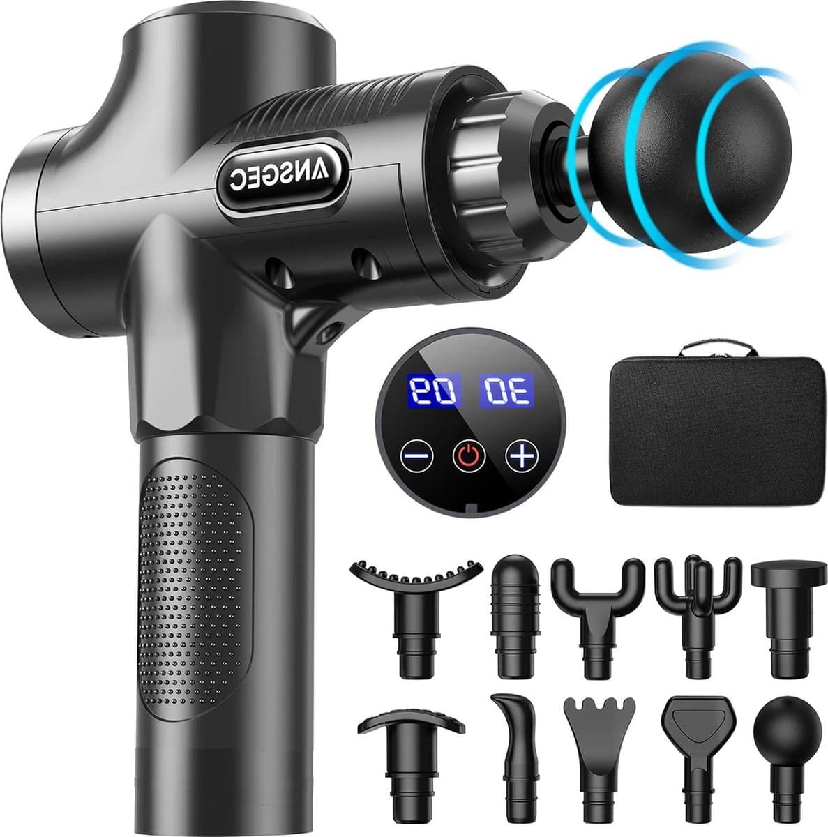 Massage Pistool 30 Snelheden Diep Weefsel - 10 Massage Koppen - Krachtig Antislip Stil Professioneel Elektrisch Handheld Massage Pistool voor ontspannen herstel - LCD aanraakscherm — afbeelding 1