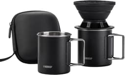 Draagbare Koffie Zetter - Opvouwbare Druppelset - Reizen Kamperen - Compact Opvouwbaar Ontwerp - 2 Koppen Capaciteit - Zwart — thumbnail 1