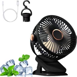 USB Ventilator Stil - Mini Bureauventilator met 5 Snelheden & 360° Draaibaar - Kleine Ventilator Ophangbaar voor Kantoor, Thuis, Kamperen - Wit - 1 Stuk — thumbnail 1