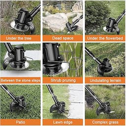 Elektrische Grasmaaier - Tuinmaaier Grastrimmer - Gazon Onderhoud - 2-in-1 Multifunctioneel - 23cm Snijbreedte - Groen — thumbnail 4