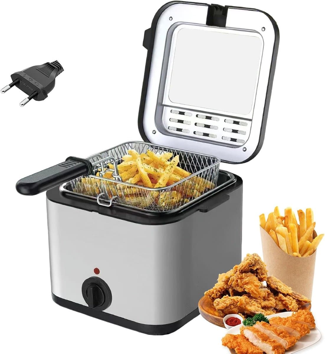 Elektrische Friteuse - Olie Friteuse - Snelle Snacks Maken - Ingebouwd Oliefilter - 2.5 Liter Capaciteit - Wit — afbeelding 1