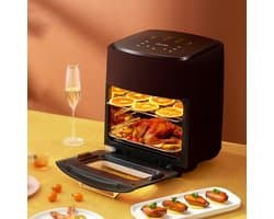 Heteluchtfriteuse Oven - Convectie Oven - Grote Maaltijden Bereiden - 15 Liter Capaciteit - 37x29x37 cm - Zwart