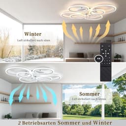 Plafondventilator met Dimbare LED Verlichting en 6 Snelheden, 100cm — thumbnail 2