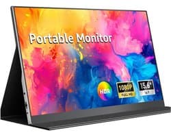 SNJY® Portable Monitor - Draagbare Monitor - Draagbaar Scherm - 15,6 Inch - 1920×1080 FHD - Zwart