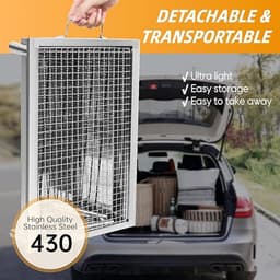 Picknick Barbecue RVS – Draagbare Houtskool Grill 40×28 cm – Camping BBQ met Uitneembaar Rooster en Ventilatiesysteem — thumbnail 5