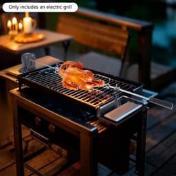 roestvrijstalen grillspit - elektrische BBQ-draaispitkit 360 ° - Automatische rotatie -17,6 lbs belasting voor buitencamping familiebarbecue — thumbnail 2