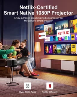 Mini Beamer - Projector - Digitale Beamer - Draagbaar - 1080P - Met Netflix - Autofocus - 26000LM - 4K Projector - Bluetooth Beamer - 700 ANSI - 110W - WiFi 5G - Android 9.0 system - Zwart — thumbnail 3
