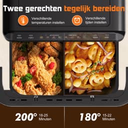 Fukstern Dubbele Airfryer XXL–11L 2500W–Tot 6 Personen-Dubbele Mand–30°C tot 200°C Instelbaar–8 Voorgeprogrammeerde Functies–Zwart — thumbnail 4