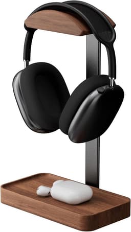 Notenhouten Koptelefoon Standaard - Koptelefoon houder - Headset houder - Gaming Headset Stand - Met Opbergbasis - Hoofdtelefoon Standaard Bureau - Koptelefoon Standaard Universeel — thumbnail 1