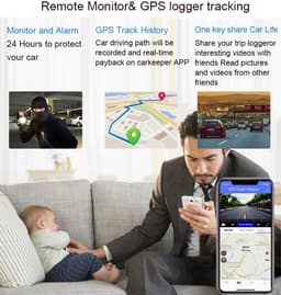 Dashcam voor Auto - 10” Android 8.1 Dashcam - IPS Touchscreen - ADAS Rijhulp - GPS Navigatie - WiFi - Dual Camera 1080P - Parkeermodus - G-Sensor - 4G 15m Camera aan de Achterkant - Zwart — thumbnail 3