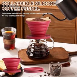 Opvouwbare koffiedruppelaar van siliconen - Draagbaar filter voor verse koffie onderweg — thumbnail 4