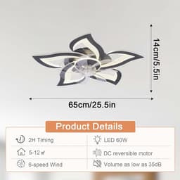 Moderne plafondventilator met licht en afstandsbediening - Stil, dimbaar en 6 snelheden — thumbnail 2