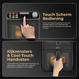 Home Vibes® Airfryer XXL – Gestapelde Lades - Heteluchtfriteuse - 2460W – 11L Air Fryer – 9 Kookprogramma’s – PFAS Vrij - Voor 5 tot 10 Personen - Dubbele Airfryer – Met Extra Accessoires - Mat Zwart — thumbnail 3