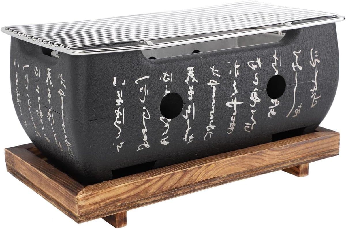 Allecto Plus - Japanse Stijl BBQ Grill XL voor Camping - Draagbare Houtskoolbarbecue met Tafelblad - Rechthoekige Grill met Basis voor Japanse Tafelbarbecue Benodigdheden - Barbecueën. — afbeelding 1