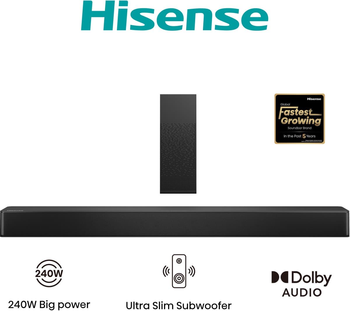 Hisense HS2100 - Soundbar met draadloze subwoofer - 2.1 kanalen - 240 W — afbeelding 1