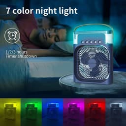 Draagbare airconditioning-ventilator, USB-aangedreven luchtkoeler, luchtbevochtiger, 7 led-luchtkoeler, klein, met 3 snelheden, ultra-stille koelventilator Geschikt Geschikt voor familie, reizen, kantoor — thumbnail 4
