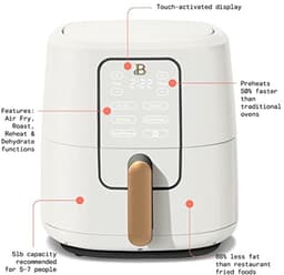 Airfryer met Touchscreen - Heteluchtfriteuse - Snelle Maaltijden Bereiden - Krachtig 1700 Watt Systeem - 227 Kwarts - Wit — thumbnail 2