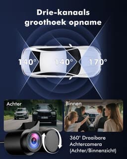 Auto Camera - Rijcamera Set - Veilig Rijden - 3 Kanaals Opname - 64GB Inclusief - Zwart — thumbnail 5