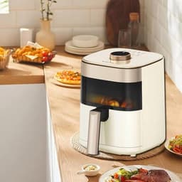 Airfryer Transparant - Kleine Frituurpan - Gezond Koken - Visueel Bakken - 21.5 cm - Beige — thumbnail 3