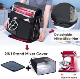 Mixerhoes Met Basis - Apparaat Beschermer - Keuken Organisatie - Afneembare Slider - 6-8 Quart - Zwart — thumbnail 4