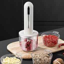 Elektrische Keukenmachine - Knoflookhakker Mini - Snel Ingrediënten Snijden - Draadloos USB Oplaadbaar - 400 ml Kom - Wit — thumbnail 3