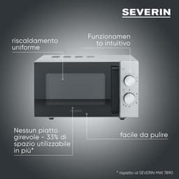Magnetron met Glazen Bodem - Oven zonder Draaiplateau - Snel Eten Opwarmen - Gelijkmatige Verwarming - 20 Liter - Zwart/RVS Mat — thumbnail 3