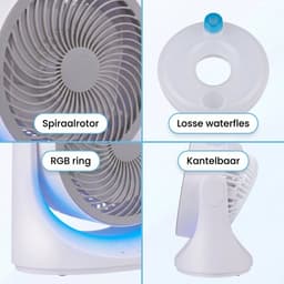 Lomera USB Ventilator - Tafelventilator - Mini Ventilator - Luchtkoeler - Aircooler - Bureau Ventilator - Draagbare Ventilator - LED Verlichting - Koelelement - Handventilator - Desktop Ventilator - Mini Fan - Cooling Fan — thumbnail 3