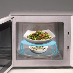Magnetron Oven Rek - Stoomhouder Organizer - Twee Gerechten Verwarmen - Inklapbaar Ontwerp - 23.5 x 23.5 x 8 cm — thumbnail 2