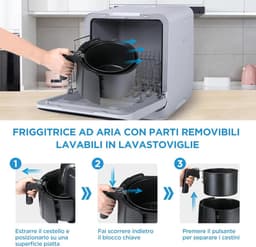 Heteluchtfriteuse - Airfryer Frituurpan - Gezond Frituren - Dubbele Wartel Technologie - 35 Liter - Zwart — thumbnail 5