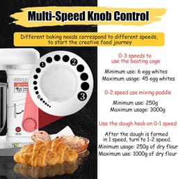 Keukenrobot - Keukenmixer Staande - Bakken en Koken - 3-in-1 Multifunctioneel - 5L Kom - Zilver — thumbnail 5