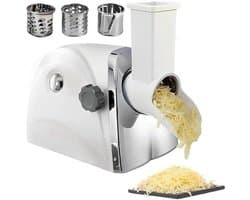 Elektrische Kaasrasp - Groente Snijder - Snel Ingrediënten Bereiden - Handsfree Bediening - 45x24x28cm - Zilver