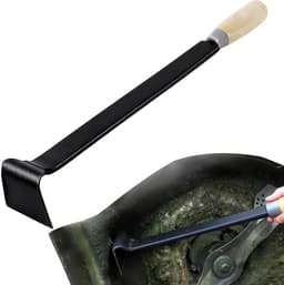 Maaierdek Schraper - Grasmaaier Reiniger - Tuinonderhoud Vereenvoudigen - Ergonomisch Houten Handvat - 40 cm Steel - Zilver — thumbnail 1