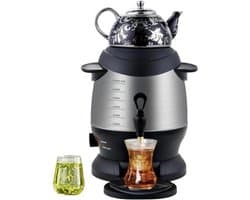Turkse theemaker - Elektrische samovar - Thee zetten - Dubbelzijdig ontwerp - 5L waterkoker - Zwart