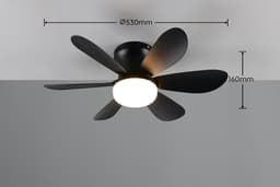 Fantiluxe - Alva - Plafondventilator met verlichting - Zwart - Ø53cm - Afstandsbediening - Met lamp - Plafond ventilator - Slaapkamer — thumbnail 2