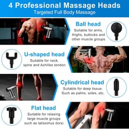 Mini-spiermassagegeweer, ultrastil massagegeweer, 6 snelheden, 4 massagekoppen, LCD-scherm, draagbare elektrische stimulators om spierpijn te verlichten — thumbnail 5