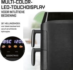 Heteluchtfriteuse Dubbele Kamer - Airfryer Duo - Gezond Koken - Twee Gerechten Tegelijk - 5 Liter - Zwart — thumbnail 5