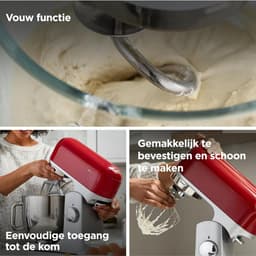 TIM® Mixer met Mengkom - Keukenmachine - Kneedmachine- Echt Rood - 39cm x 24cm x 36cm — thumbnail 2