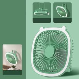 Tafelventilator - Bureauventilator - Persoonlijke Koeling - Adaptieve Verlichting - 20.5 cm Breed - Groen Leer — thumbnail 3