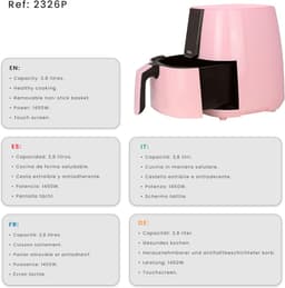 Hete Lucht Frituurpan - Gezond Frituren - Snelle Maaltijden - 12 Voorgeprogrammeerde Menu's - 3.8 Liter - Roze — thumbnail 5