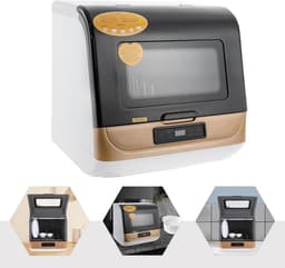 Mini Vaatwasser - Compacte Vaatwasser - Kleine Keuken - 3 Wasprogramma's - 45x40x45 cm - Goud Wit — thumbnail 5