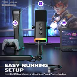 FIFINE TAM8 XLR - USB / XLR Studio microfoon - Flexibele Arm ( BM88 ) - Met kabelgoot - Geschikt voor PC/PS4/PS5 - RGB - Podcast - Gaming - Streaming - Zwart — thumbnail 5