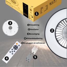Proventa Premium Plafondventilator met LED lamp - Ø 60 cm - Zomer- en winterstand met afstandsbediening - Plafondlampen met Ventilator & Lamp - Zwart — thumbnail 5